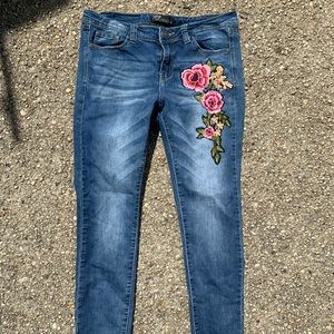 Embroidered floral jeans